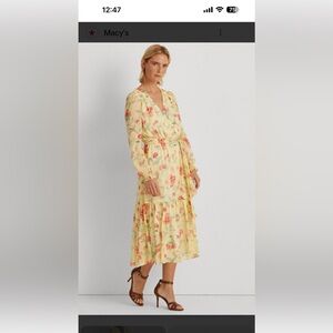 Lauren Ralph Lauren Yellow Floral Midi Dress